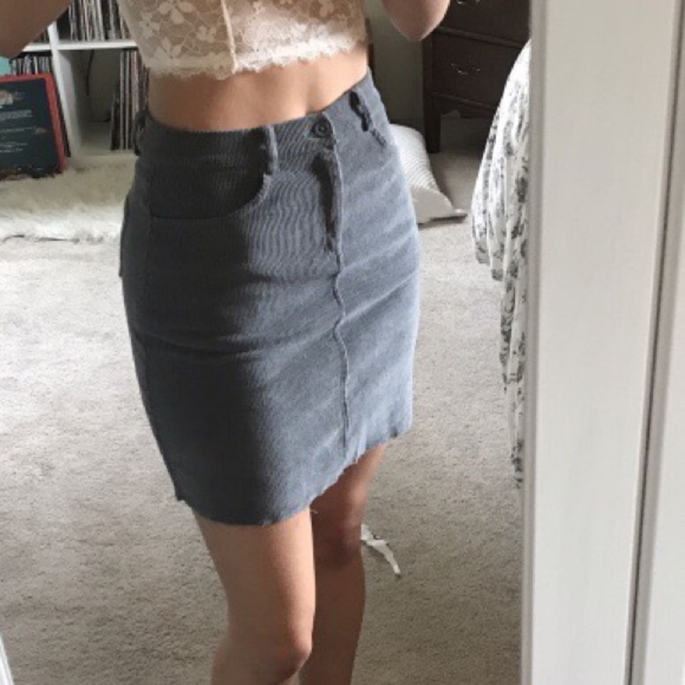 brant melville john galt blue corduroy skirt